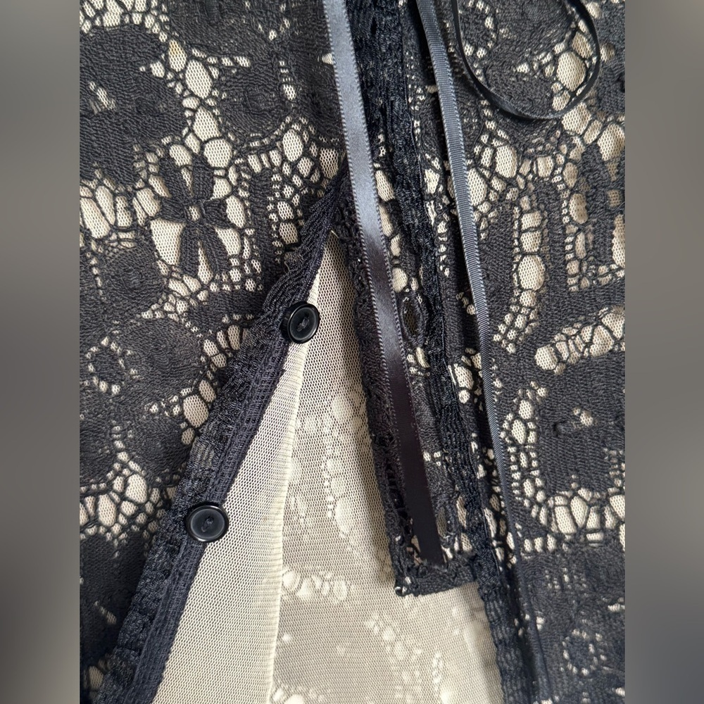 Vintage Anthropologie Odille Black Cream Corset Bustier Whimsigoth Feminine 10 - Picture 5 of 9